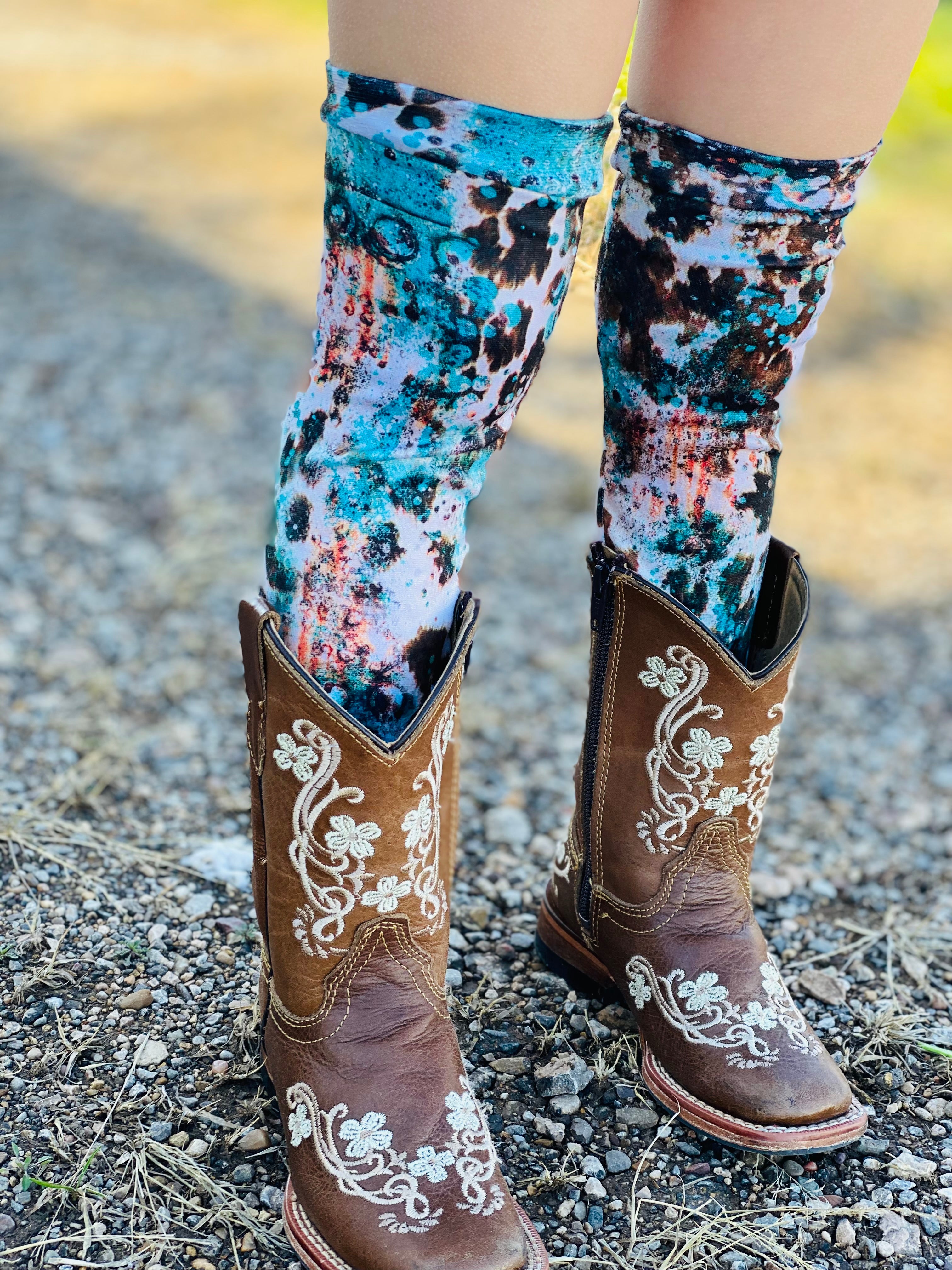 Blue Glitter/Cow Print