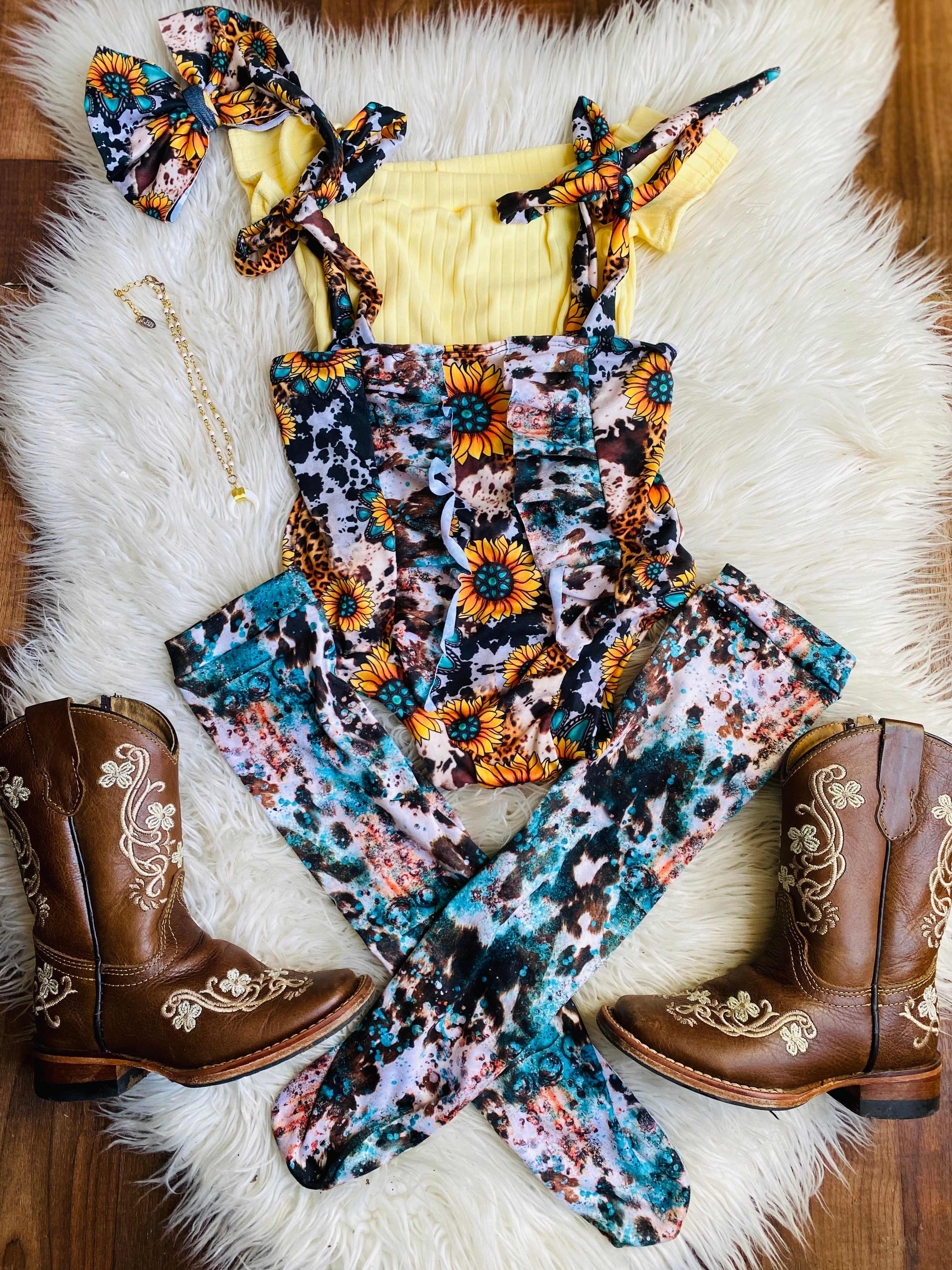 Blue Glitter/Cow Print
